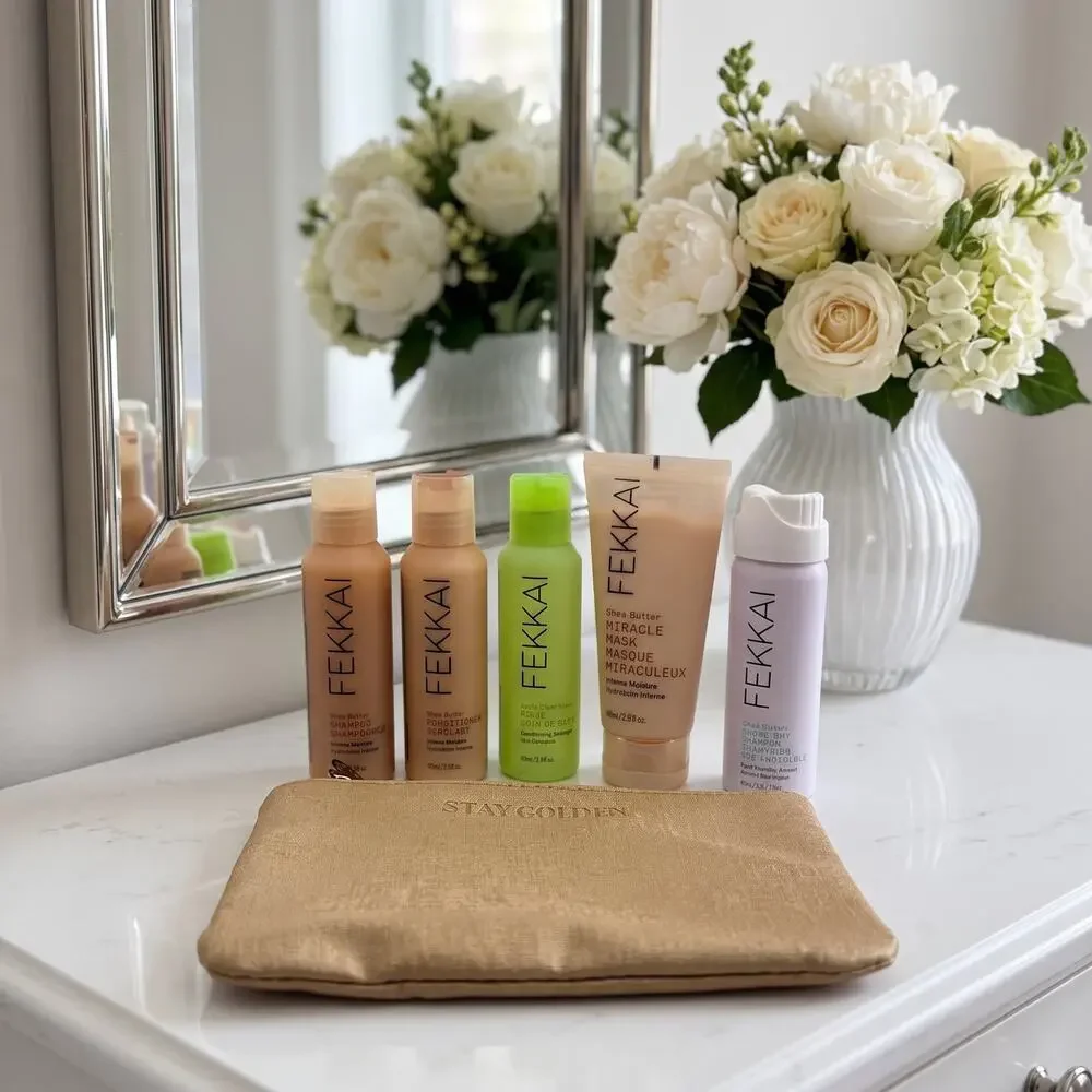 FEKKAI Deluxe Hair Care Travel Set 5 Pc + IPSY Cosmetic Bag
